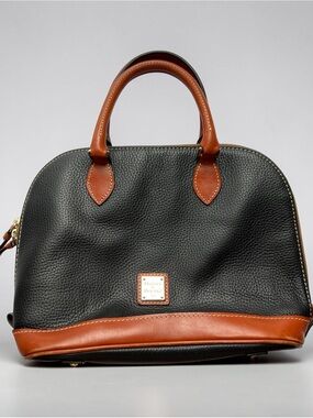 Dooney & Bourke Black Pebble Grain Dome Satchel Crossbody Bag Red Lining